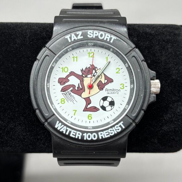Taz Sport Armitron Quartz Watch Looney Tunes 1993 Warner Bros Soccer Boxed Works - Picture 1 of 11